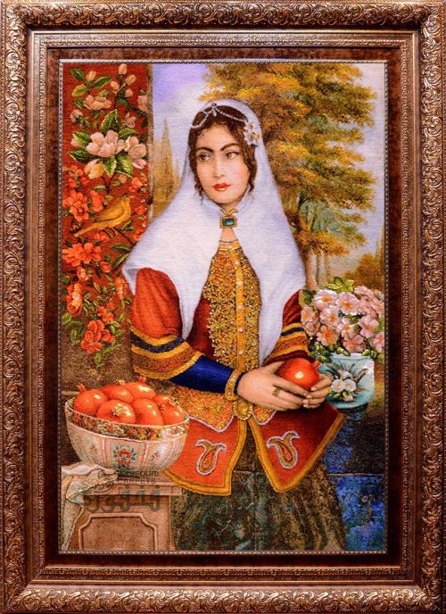 تابلو فرش دستبافت دختر قاجار
